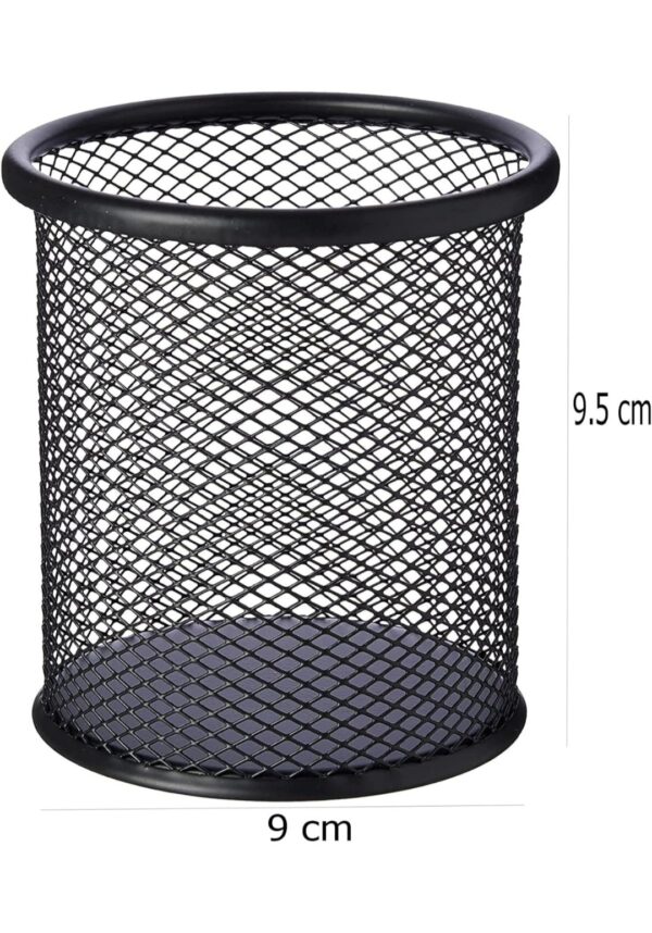 Cylendrical Black Mesh Metal Desk Pen - Image 4