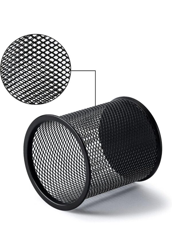 Cylendrical Black Mesh Metal Desk Pen - Image 5