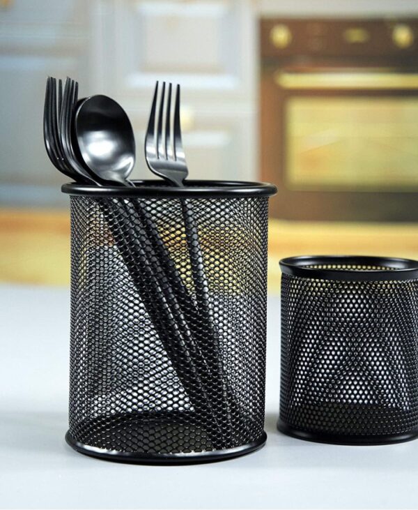 Cylendrical Black Mesh Metal Desk Pen - Image 6