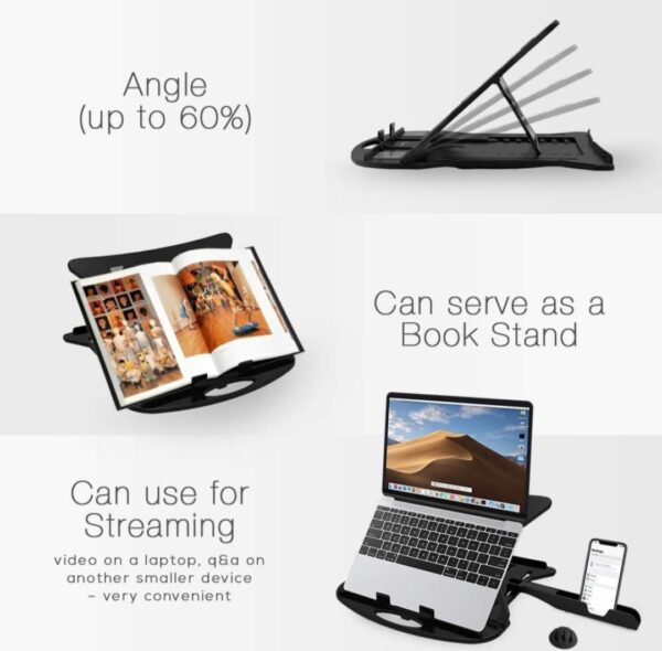 Dyazo 6 Angle Foldable & Portable Laptop Riser Stand Made with Aluminum Alloy |Compatible for Dell, Mac Book Air/Pro, Lenovo Acer Hp Asus & Other Laptop from 11.6 inch to 15.6 Inches- Black - Image 4