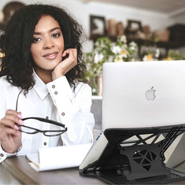Dyazo 6 Angle Foldable & Portable Laptop Riser Stand Made with Aluminum Alloy |Compatible for Dell, Mac Book Air/Pro, Lenovo Acer Hp Asus & Other Laptop from 11.6 inch to 15.6 Inches- Black - Image 6